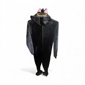 Black Cat Onesie Costume Pajamas Loungewear Kitty Cat Cosplay Adult Size Large